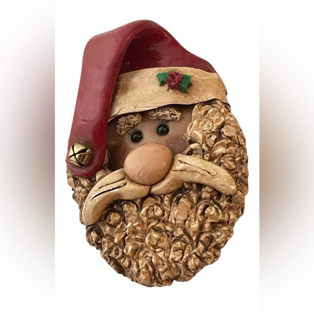 Festive Red and Gold Santa Claus Brooch